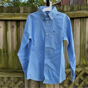 IZOD Blue White Plaid Boys Button Down Shirt Size 10 NWOT‎